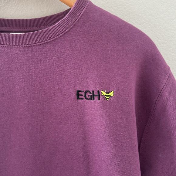 Zara Bright Purple Crewneck Bee Embroidered | Size 13-14 Girls Oversized - Picture 3 of 7